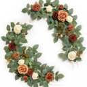 Ling's moment 2Pack 2ft Sunset Terracotta Artificial Flowers Garland Lantern Burnt Orange Flower Centerpieces Wedding Aisle Decor Chair Arch Floral for Signs Table Cake Decor（not Including Lanterns）