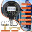 Pro Digital Vacuum Gauge, HVAC Pressure Tester with Alarm HVAC Micron Gauge 0-75,000 Microns, 7/16-20 UNF, 1/4 inch SAE, Temp Compensation, LCD Backlit Display