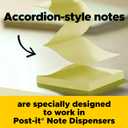 Post-it Note Dispenser, Sticky Note Holder, Black Base, Clear Top, Includes 50 Sheets of 3 in x 3 in Canary Yellow Pop-Up Notes, Classroom or Office Supplies (1.8" x 5.9")