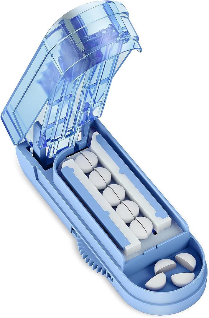DEPAD Pill Cutter Splitter for Cutting Multiple Pills, Adjustable Pill Cutter Splitter for Small and Tiny Pills with Accurate Alignment, for Small or Large Tablets with Sharp Safe Blade