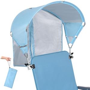 Universal Chair Umbrella Canopy, UPF 50+ Sun Shade with Adjustable Clamp, Fits Most Brands Beach, Camping, Lawn, Tanning, Zero Gravity, Lounge & Fishing Chairs, Patent Design (1 Pack, Lightblue)