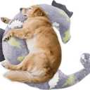 Dog Calming Pillow - Cute Soft Animal Pillow for Cats, Kids, Adults, Washable Cozy Relaxing for Pet Bed, Glow in The Dark (Gray, Large)