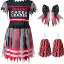 Spooktacular Creations Kids Zombie Cheerleader Halloween Costume, Dead Cheerleader Costume for Girls, Fearleader Outfit (L)