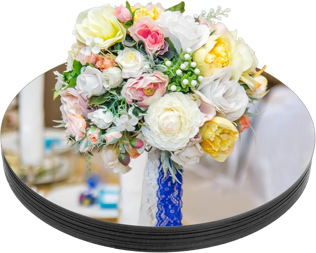 DIVINA VITAE 12Pcs Round Mirrors Centerpieces for Tables,7.87 Inch Acrylic Circle Mirrors Trays Plates for Centerpieces,Wedding Decorations, Baby Shower Party, Christmas Decorations, Wall Decor,2mm