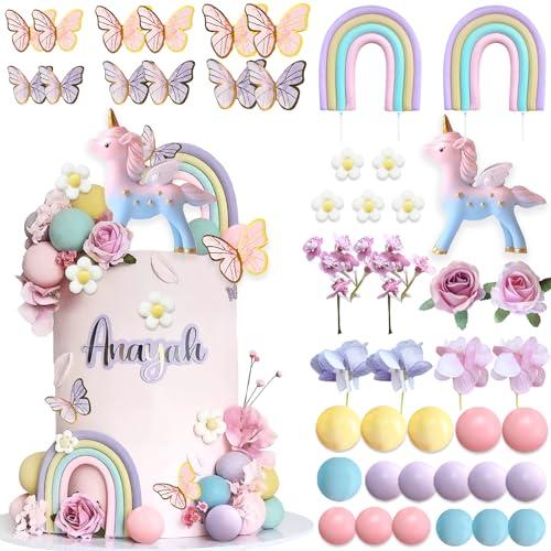 Unicorn Cake Topper Rainbow Unicorn Flower Cake Decorations with Pearl Balls Butterflies Cake Toppers for Girls Kids Women Birthday Party Groovy Boho Rainbow Unicorn Party Supplies Unicorn Cake Topper Rainbow Unicorn Flower Cake Decorations with Pearl Balls Butterflies Cake Toppers for Girls Kids Women Birthday Party Groovy Boho Rainbow Unicorn Party Supplies
