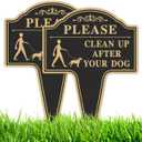 T&R Large Please Clean Up After Your Dog Sign with Stake - 2 Pack - 14 x 10 Rust Free Heavy Aluminum Sign for Outside, UV Protected, Waterproof and Fade Resistant, Easy to Install