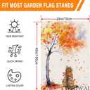 2 x Fall Cat House Flag 28x40 Inch Double Sided Burlap, Autumn Tree Yard Flag for Seasonal Outdoor Outside Farmhouse Decoration