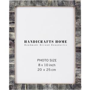Handicrafts Home 8 by 10 Grey Picture Frame  Handmade Rustic Photo Frame for Modern Farmhouse Decor, Wall & Shelf Decor, Bone inlay Frames for Vintage Home Aesthetic, Neutral Living Room Wall Art