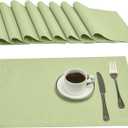 Cloth Place Mats Set of 8–Reusable Rectangular Waterproof Fabric Polyester Washable Wipeable Heat Resistant Linen for Kitchen Dining Dinner Restaurant Wedding Table(Mint Green/13x19 Inch)