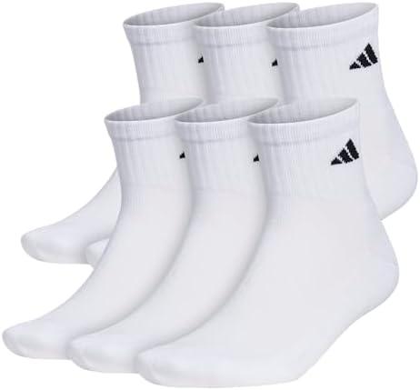 adidas Men's Athletic Cushioned 2 Pairs Quarter, Athletic Cushioned Quarter Ankle Socks for Men with Arch Support