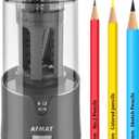 AFMAT Electric Pencil Sharpener, Heavy Duty Pencil Sharpeners for 6-12mm No.2/Colored Pencils, Auto Stop, Super Sharp & Fast, Electric Pencil Sharpener Plug in for Office, Home, PS91 (Gray)