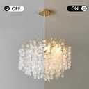 18-Inch Coastal Chandelier, 6-Light Gold Tree Branch Chandelier, Modern Foyer Bedroom Chandeliers with Adjustable Height, Round Crystal Pendant Light Fixtures for Entryway Dining Room, E12