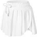 Wsirmet Flowy Shorts for Women Butterfly Shorts 2 in 1 Athletic Workout Gym Biker Running Shorts with Pockets, Medium