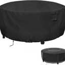 TheElves Fire Pit Cover, Waterproof Round Covers for Outdoor Firepit & Propane Fire Pit Table & Fire Bowl & Fire Ring & Patio Table - 60x23 Inch (Black)