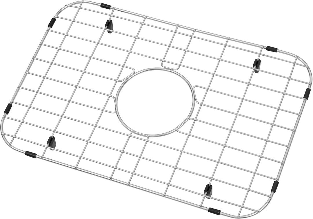 LQS Stainless Steel Sink Protectors, Kitchen Sinks Grid 18 7/8" x 12 5/8" with Center Drain Hole for Single Bowl, Sink Protector, Kitchen Sinks Grate, Sink Bottom Grid