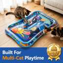 Thickened Cat Sensory Water Play Mat, Interactive Aqua Cats Water Mat with Floating Fish and 2 Balls for Cats & Dogs, Indoor Pet Water Bed Play Mat