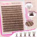 Yawamica Brown Lash Clusters Kit Fluffy Lash Extension Kit 10-16mm Wispy Eyelash Clusters D Curly Cluster Eyelash Extensions 50D Individual DIY Lashes Kit with Waterproof Bond and Seal Lash Tweezers