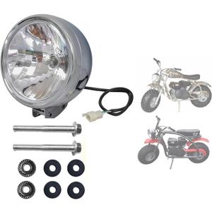 QYMOTO Coleman CT200U-EX Headlight Kit Fit BT200X Axis MB200, 6.5 Inch with DRL 12V 35W Mini Bike Front Head Light Headlamp with Bulb FIt Most Minibikes2 Wire Plug