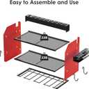 CCCEI Modular Power Tool Organizer Wall Mount with Charging Station. Garage Drill Storage Shelf with Hooks, Heavy Duty Rack, Tool Battery Holder Built in 8 Outlet. Gift for Men. Red, 1 Pack.