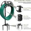 Garden Hose Holder Detachable, Heavy Duty Metal Water Hose Hanger Freestanding Hose Organizer Hose Holders for Outside (Black)