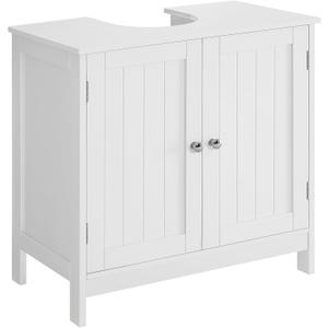 Pedestal Sink Storage Cabinet, Under Sink Cabinet with 2 Doors & Shelf, Under Bathroom Sink Cabinet, Pedestal Sink Storage for Bathroom, White