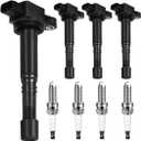 Ignition Coil Pack  4 & Spark Plug  4 FIT Honda 2.0/2.4 L L4 (Civic 2002-2011, CR-V 2002-2009, Accord 2003-2007, Element 2002-2011) & Acura RSX/CSX 2002-2011  Replaces UF311 UF583 30520-PMA-007