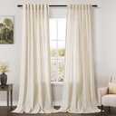 Nanspring Linen Curtains Semi Sheer Warm Beige 96 Inches Long 2 Panels Set for Living Room Back Tab Rod Pocket Light Filtering Drape for Bedroom Modern Farmhouse Coastal Decor Protect Privacy 52x96