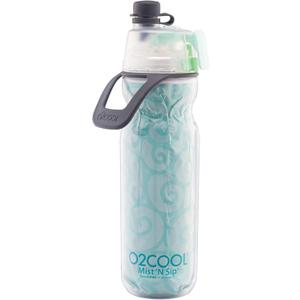 O2COOL Mist 'N Sip Misting Water Bottle 2-in-1 Mist And Sip Function With No Leak Pull Top Spout Reusable Sports Water Bottle - 20 oz (Yoga Mint)