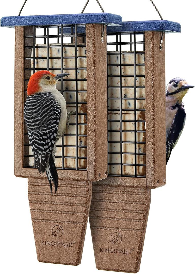 Kingsyard 2 Pack Double Tail-Prop Suet Bird Feeder