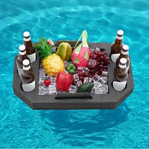 Qinyoung Large Floating Drink Holder Black Floating Refreshment Table Tray Compartment Portable Floating Pool Tray for Swimming Pool Accessories Hot Tub Beach and Party Decor