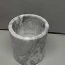 HillSpring Large Marble Kitchen Utensil Holder for Countertop, Tool Organizer with Protective Padded Base, Farmhouse Decor Gift, Wine Chiller Bucket, 6.4", Grey (Gray)