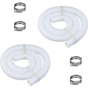 Pool Filter Pump Hose for Intex Pool Accessories - 1.25"Diameter Replacement Pool Hoses for Above Ground Pools Parts Compatible with Coleman ＆ Bestway,59"Long With 8 Clamps (2, White)