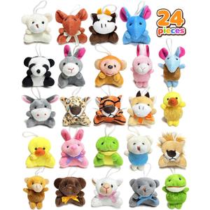 24 Pack Mini Stuffed Animals, Small Plush Keychain Party Favors for Kids 3-5, 4-8, 8-12, Bulk Treasure Box Toys for Classroom Prizes, School Gifts, Easter Basket Egg Goodie Bags Stuffers