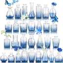 Der Rose Blue Glass Bud Vases Set of 30, Small Bud Vases for Flowers, Rustic Wedding Centerpieces and Home Decor