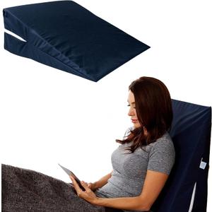Hermell Memory Foam Wedge Pillow for Back Support, Post-Surgery Relief & Acid Reflux, Ergonomic Wedge Pillow for Bed - For Elevated Sleeping and Comfort - 10-inch (Blue)