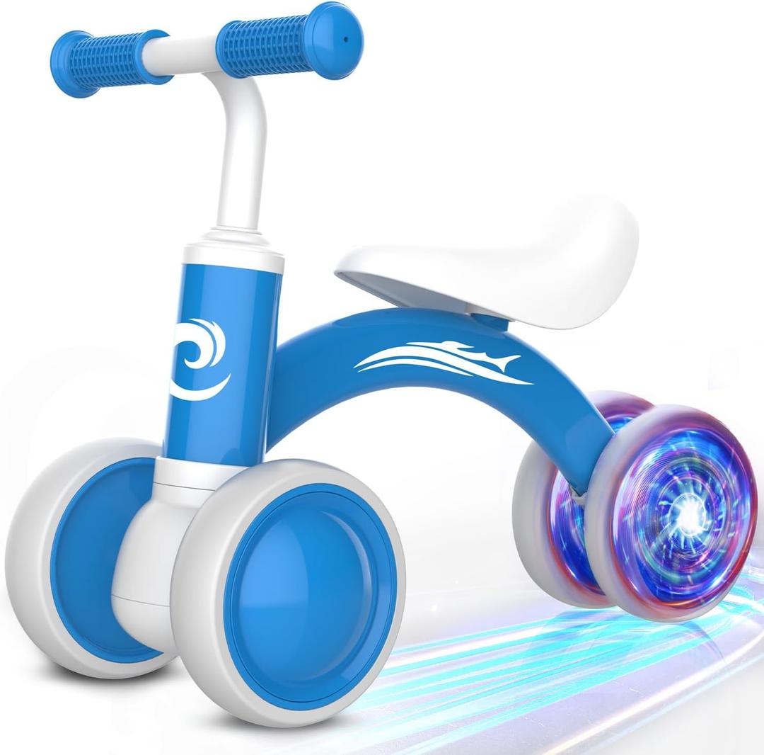 Gamfeiny Colorful Lighting Baby Balance Bike Toys for 1 Year Old Boy Girl Gifts, 10-36 Month Toddler Balance Bike, No Pedal 4 Silence Wheels & Soft Seat First Riding on Toys, 1st Birthday Gifts (Blue)