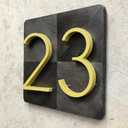HASWARE Floating House Number Sign: 5 inch Modern Door Signage - Striking for Street Home Address Numerals (2, Golden)