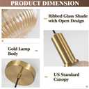 KCO Lighting Vintage Gold Pendant Light Fixture Amber Glass Pendant Light Mid Century Modern Lantern Light Antique Brass Dining Room Light Large Hanging Light Fixture