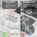 Large Stone Drying Mat for Kitchen Counter, Quick Drying Foldable Dish Drying Mat, Super Absorbent Diatomaceous Earth Drying Mat for Dishes Bottles Cups, Match Any Countertop (White, 22.8"x15.4")