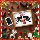 Baby's First Christmas Footprint Craft Newborn Footprint Art Craft DIY Frame Christmas Ornament Kit Wooden Picture Frame Holiday Xmas Gifts 2025, Tabletop Display Memory Keepsake(Santa,Black)