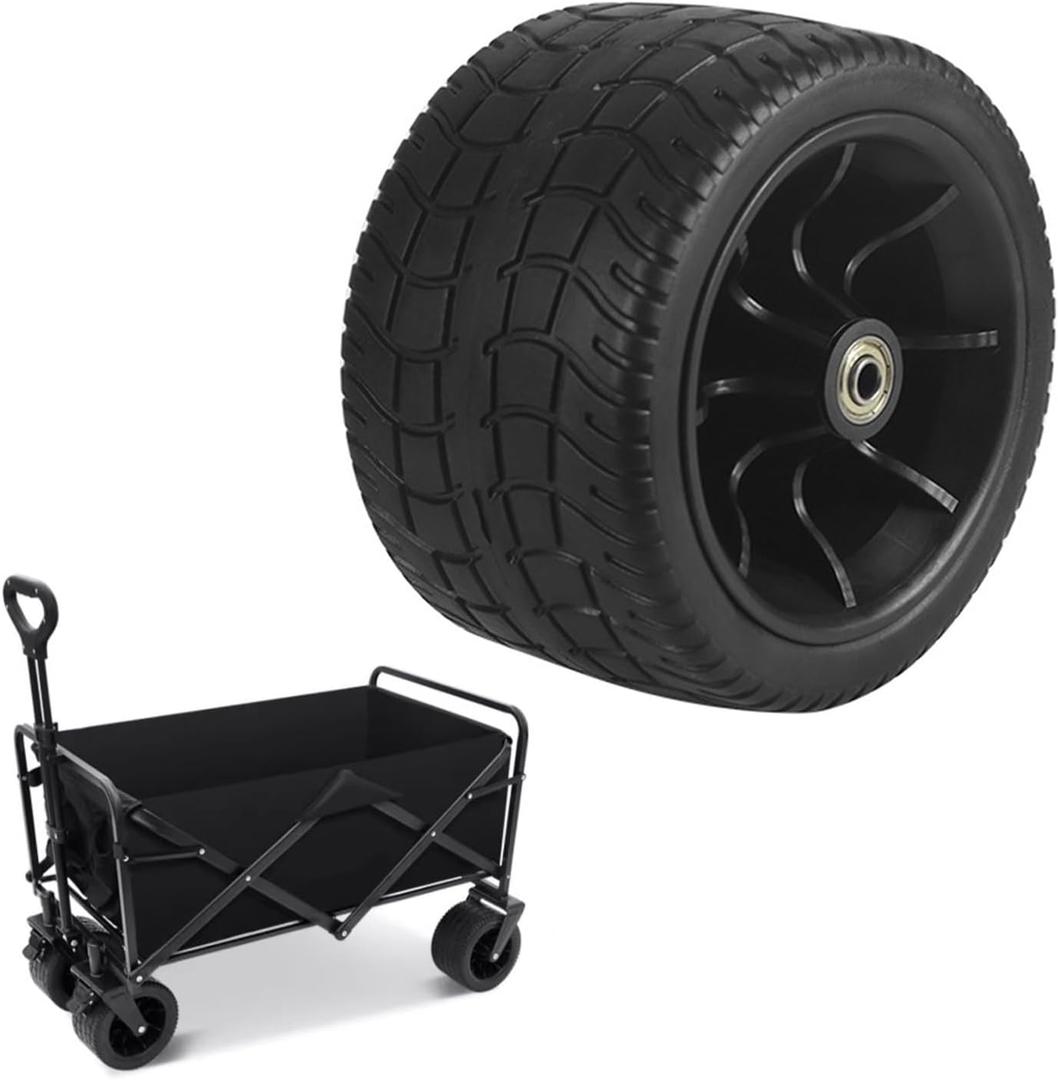 6 Inch PU Replacement Wheel With Double Bearings For Folding Wagon Cart, All-Terrain Tire 550Lb Load Capacity, Compatible With Garden Carts
