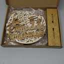 Hoolerry 6 Pcs Eid Mubarak Party Decoration Hollow Ramadan Table Centerpieces Moon Star Wooden Letters Wooden Plaque Ornament for Eid Mubarak Ramadan Home Room Decor Craft (Yellow)