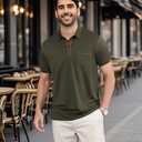 Men's Polo Shirts Short Sleeve Golf Polo T Shirt Lightweight Casual Button Down Shirts Summer Collared with Pocket (Green)