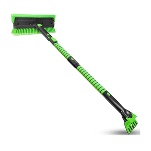 SEAAES 56 Inch Truck Snow Brush Scraper Long Handle, Heavy Duty Extendable Snow Broom for SUV, Windshield Ice Scraper with Foam Grip for Car Automobile Vehicle Window - Green