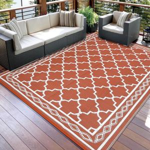 GarveeHome Outdoor Rug 8x10 Reversible Mats, Plastic Straw Rug, Large Floor Mat and Rug for Outdoors, Modern Area Rug, Patio, Backyard, Deck, Picnic, Beach, Trailer, Camping, Orange/White(Geometric) GarveeHome Outdoor Rug 8x10 Reversible Mats, Plastic Straw Rug, Large Floor Mat and Rug for Outdoors, Modern Area Rug, Patio, Backyard, Deck, Picnic, Beach, Trailer, Camping, Orange/White(Geometric)