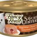 Purina Fancy Feast Savory Centers Gourmet Wet Cat Food Pate With Chicken and Gravy Center, (Pack of 24) 3 oz Cans (EXP 03/01/28)