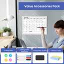 Monthly Whiteboard Calendar for Wall, Small 16" x 12" Dry Erase Board with Plastic Frame, Hanging Dry Erase Calendar with 3 Mini Sticky Notes for Kitchen Planner, Memo, Home and Office
