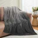 NEWCOSPLAY Super Soft Throw Blanket Ombre Dark Grey Premium Silky Flannel Fleece Leaves Pattern Lightweight Bed Blanket All Season Use (Ombre Dark Grey, Throw(50"x60"))