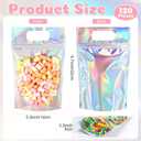 Sinload 120 Pcs Plastic Gift Bag Bulk 5.5 x 8.7 Inch Resealable Party Goodie Bag with Clear Window Color Favor Pouch with Handle for Home Birthday Wedding Party Candy Gift Wrap Supply (Clear Laser)