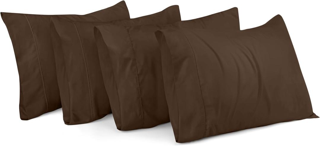 Utopia Bedding Queen Pillow Cases - Pack of 4 - Envelope Closure - Soft Brushed Microfiber Fabric - Shrinkage and Fade Resistant Pillow Covers Queen Size 20 X 30 Inches (Brown)